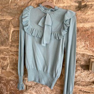 ZARA NWT- RUFFLED KNIT SWEATER WITH BOW- Size S